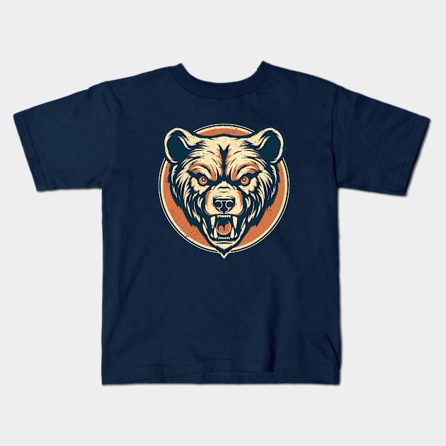 Bear Face Vintage (distressed) Kids T-Shirt by DavidLoblaw